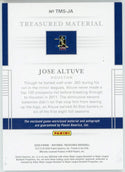 Jose Altuve Autographed 2020 Panini National Treasures Treasured Material Card #TMS-JA
