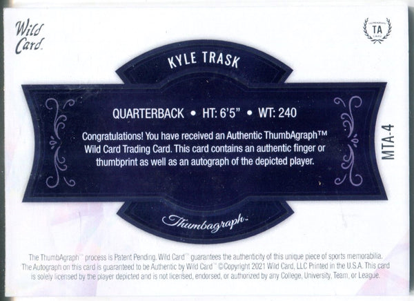Kyle Trask Autographed 2021 Wild Card Matte Fingerprints Rookie Card #MTA-4