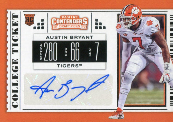 Austin Bryant Autographed 2019 Contenders Draft Rookie Card