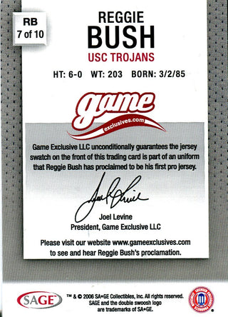 Reggie Bush 2006 Sage Rookie Jersey Card 42/50 #7