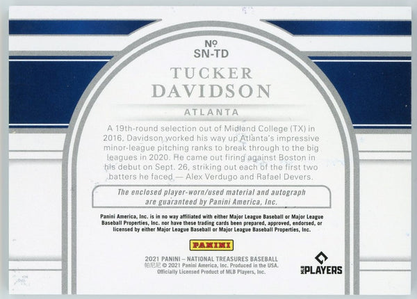 Tucker Davidson Autographed 2021 Panini National Treasures Card #SN-TD