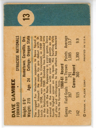 Dave Gambee 1961 Fleer Card #13