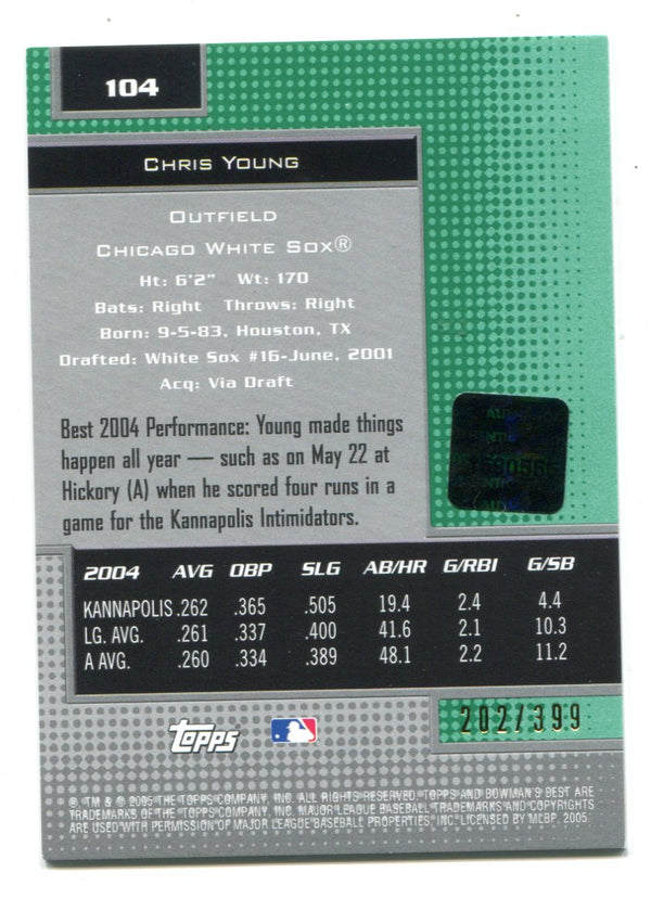 Chris Young 2005 Topps Bowmans Best #104 Auto Card /399