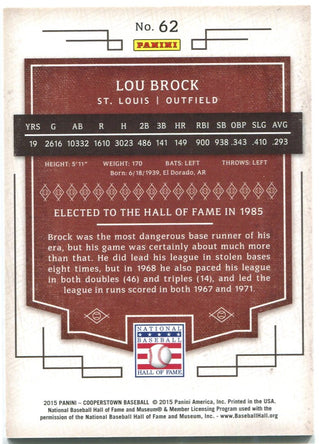 Lou Brock Panini Cooperstown Class of 1985 09/10