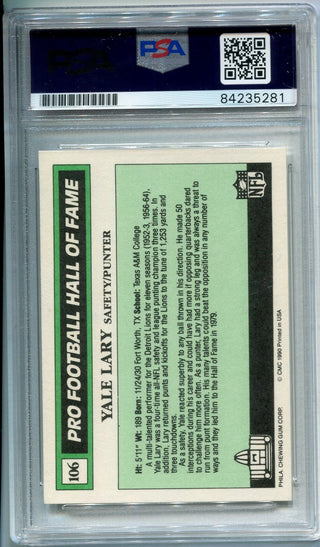 Yale Lary 1990 Autographed Swell Football Card (PSA)