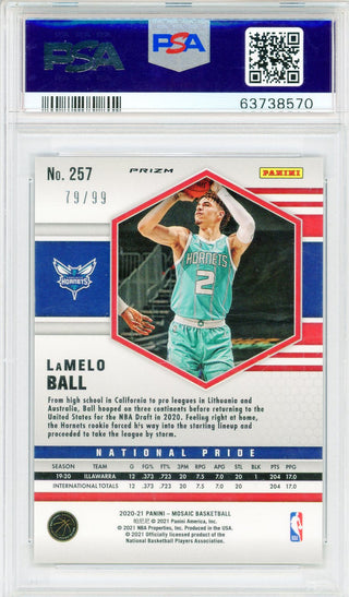 LaMelo Ball 2020 Panini Mosaic Blue National Pride Rookie Card #257 (PSA Mint 9)