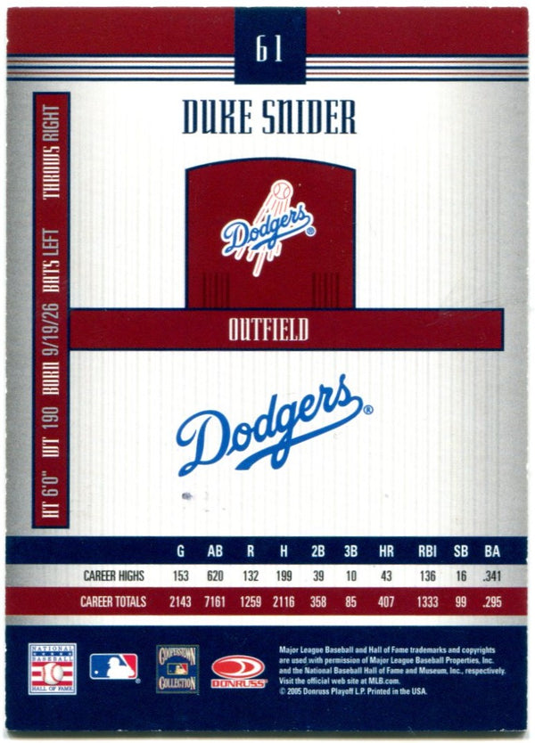 Duke Snider Donruss Signature Series Auto 2005