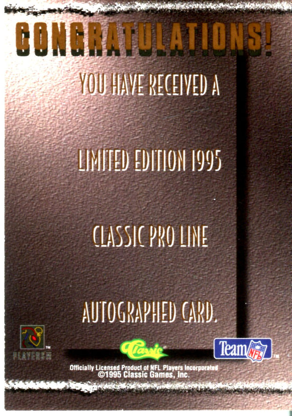 Randy Baldwin 1995 Classic Pro Line Autographed Card