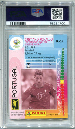 Cristiano Ronaldo 2006 Panini World Cup Germany #169 PSA NM-MT 8 Card