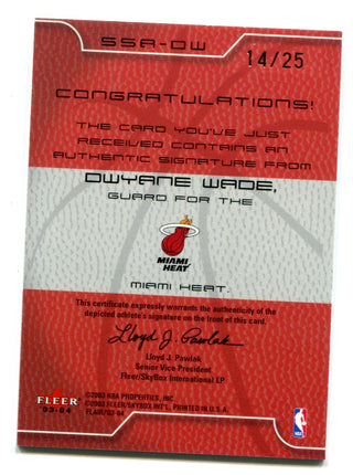 Dwyane Wade 2003 Fleer Flair Sweet Swatch #SSADW Autographed Card /25