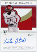 Chatarius Tutu Atwell Autographed 2021 Panini National Treasures Collegiate Rookie Jersey Card