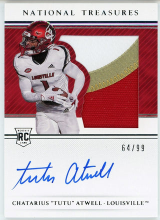 Chatarius Tutu Atwell Autographed 2021 Panini National Treasures Collegiate Rookie Jersey Card