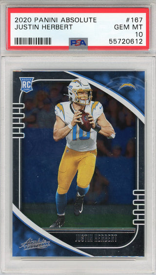 Justin Herbert 2020 Panini Absolute Rookie Card #167 (PSA)
