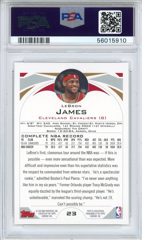 LeBron James 2004 Topps Card #23 (PSA)