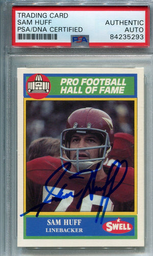 Sam Huff 1990 Autographed Swell Football Card (PSA)