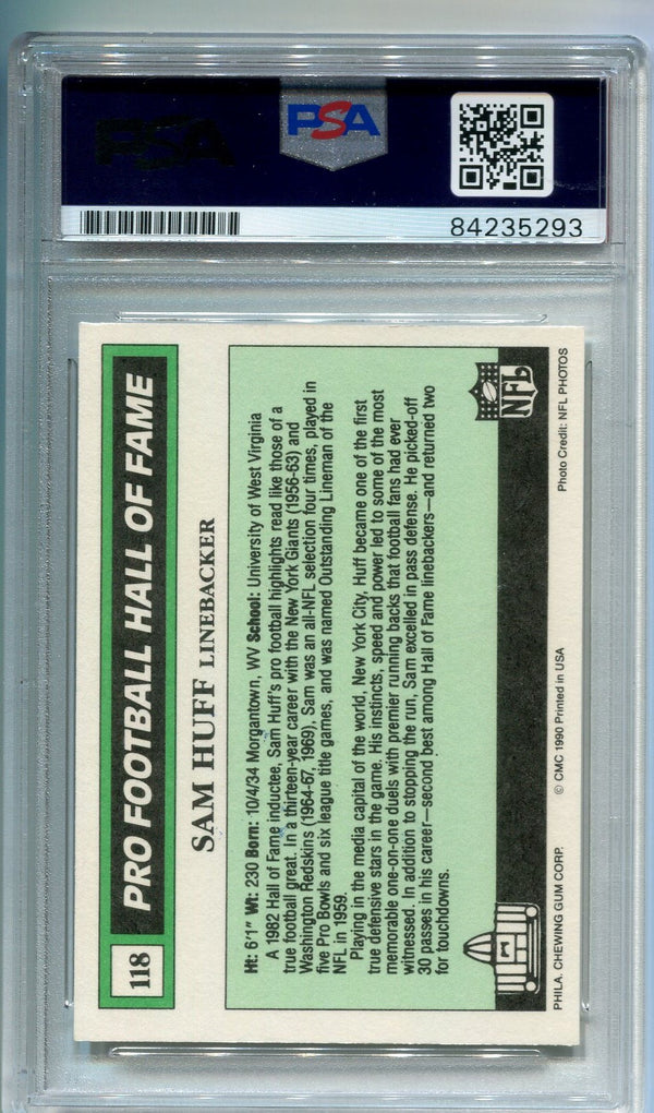 Sam Huff 1990 Autographed Swell Football Card (PSA)