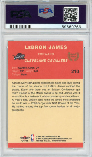 LeBron James 2004 Fleer Tradition Card #210 (PSA Mint 9)
