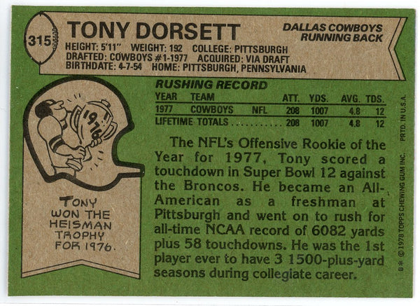 Tony Dorsett 1978 Topps Rookie Card