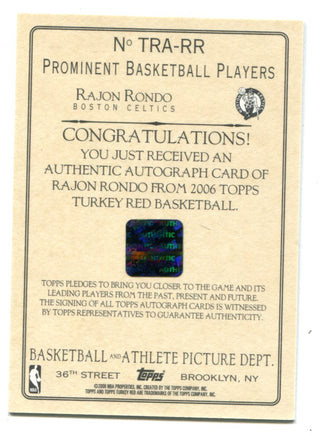 Rajon Rondo 2006 Topps Turkey Red #TRA-RR  Autographed Card