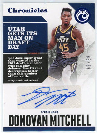 Donovan Mitchell Autographed 2017-18 Panini Chronicles Card