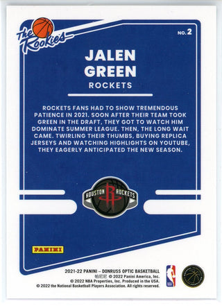 Jalen Green 2021-22 Panini Donruss Optic The Rookies Card #2