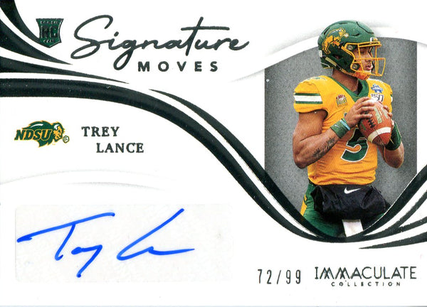 Trey Lance 2021 Panini Immaculate Collegiate Autographed Rookie Card 72/99 #SM-TL