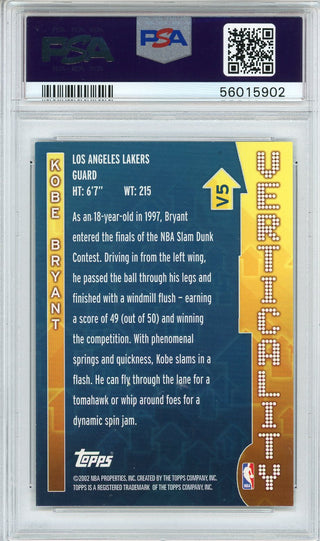 Kobe Bryant 2002 Topps Verticality Card #V5 (PSA)