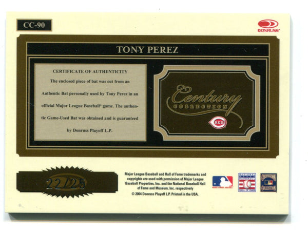 Tony Perez 2003 Century Collection Throwback Threads Auto Bat Card /25