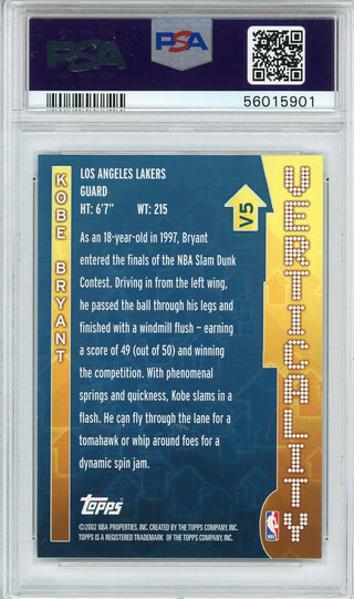 Kobe Bryant 2002 Topps Verticality Card #V5 (PSA)