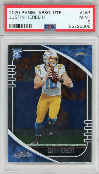Justin Herbert 2020 Panini Absolute Rookie Card #167 (PSA)