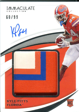 Kyle Pitts 2021 Panini Immaculate Collegiate Autographed Game Worn Jersey Rookie Card 60/99 #PPA-KP