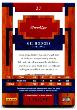 2010 Panini Gil Hodges Authentic Jersey Card 173/250