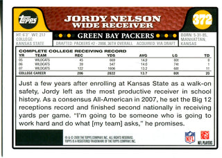 Jordy Nelson 2008 Topps Rookie Card