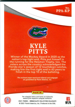 Kyle Pitts 2021 Panini Immaculate Collegiate Autographed Game Worn Jersey Rookie Card 60/99 #PPA-KP