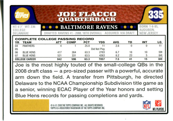 Joe Flacco 2008 Topps Rookie Card