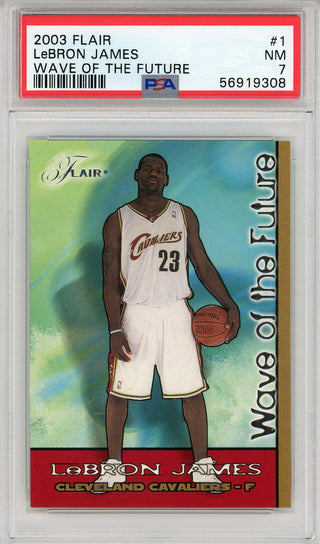 LeBron James 2003 Fleer Flair Wave of the Future Rookie Card #1 (PSA)