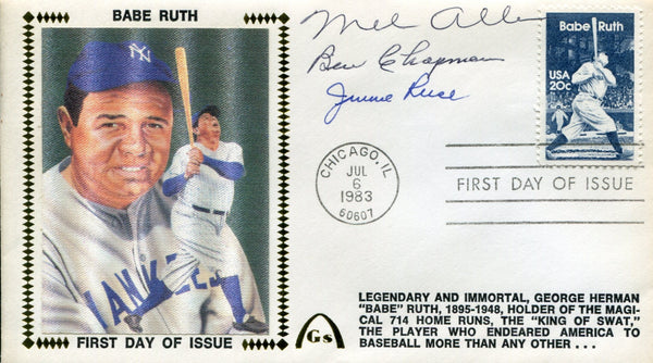 Mel Allen, Ben Chapman, Jimmie Reese Autographed First Day Cover 