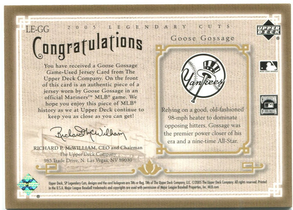 Legendary Lineage Goose Gossage Jersey Card