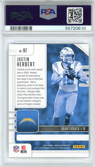 Justin Herbert 2020 Panini Absolute Rookie Card #167 (PSA)