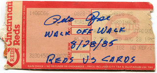Pete Rose Autographed Multi Inscribed Cincinnati Reds Ticket