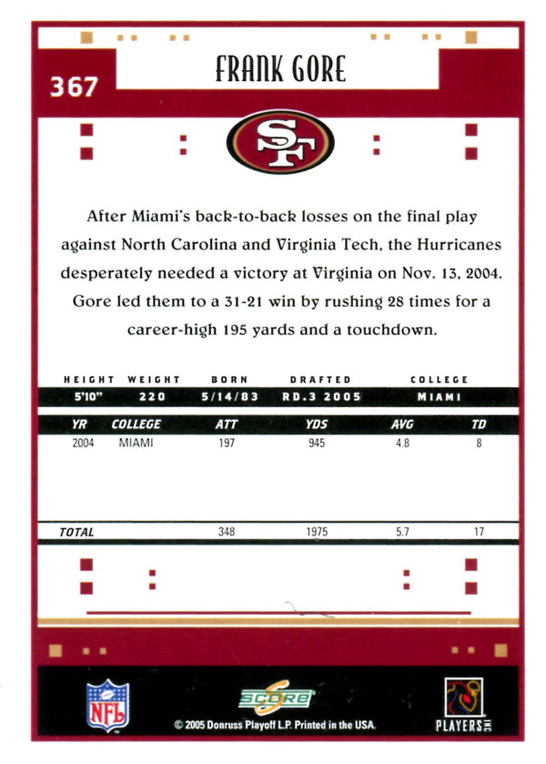 Frank Gore 2005 Donruss Rookie Card