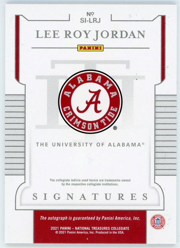 Lee Roy Jordan Autographed 2021 Panini National Treasures Collegiate Card