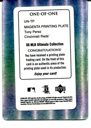 Tony Perez 2006 Fleer Greats of the Game Magenta Printing Plate 1/1