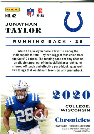 Jonathan Taylor 2020 Panini Chronicles Rookie Card 84/99 #42
