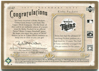 Kirby Puckett Legendary Lineage Jersey Card