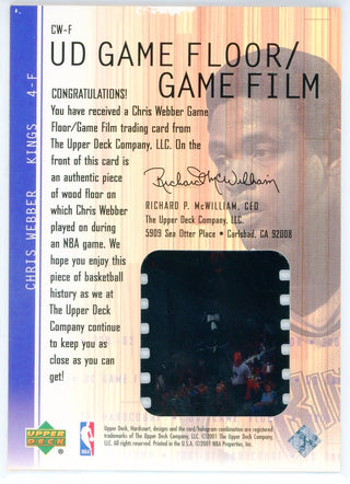 Chris Webber 2001 Upper Deck Game Floor / Game Film Card #CW-F