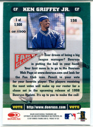 Ken Griffey Jr. 1997 Donruss Fan Club press Proof Card #156