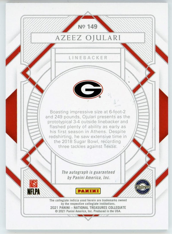 Azeez Ojulari Autographed 2021 Panini National Treasures Collegiate Rookie Card