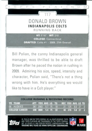 Donald Brown 2009 Topps Platinum Rookie Card