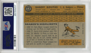 Sandy Koufax 1960 Topps Card #343 (PSA EX-MT + 6.5)